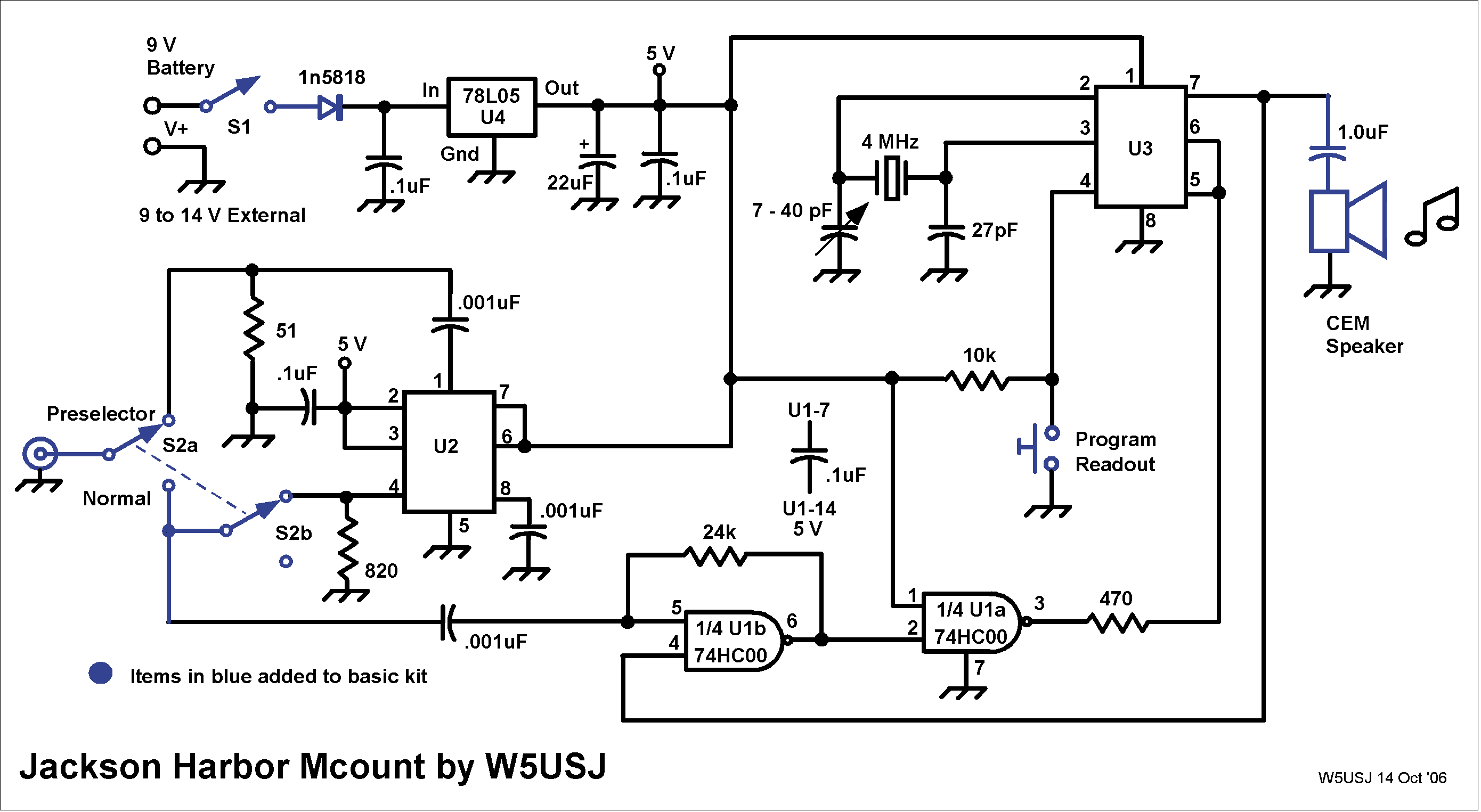 Mcount by W5USJ Schematic