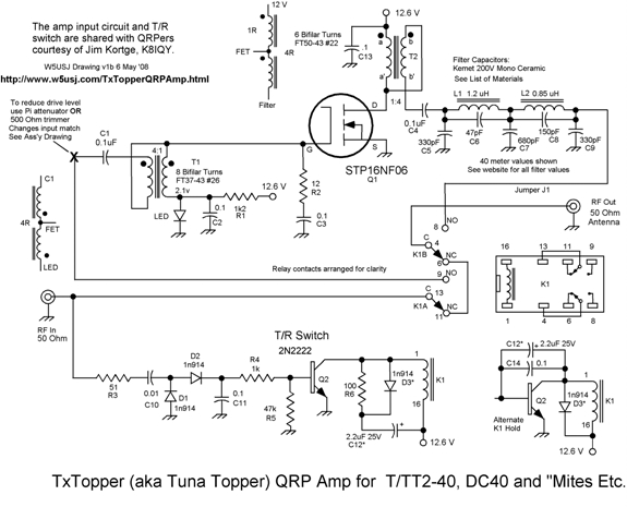 TxTopper QRP Amp Schematic
